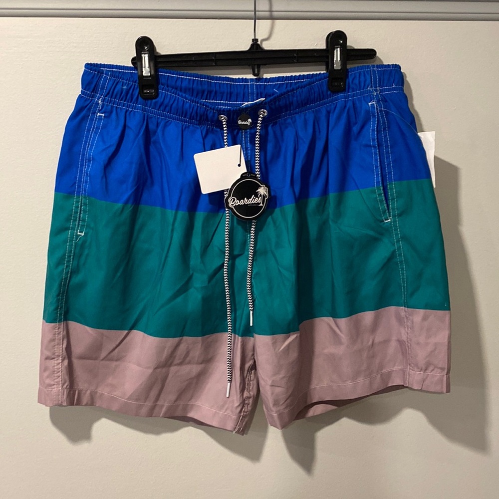 BOARDIES Men’s Swim Trucks Bottom Multicolor Colorblock Drawstring Size XL
